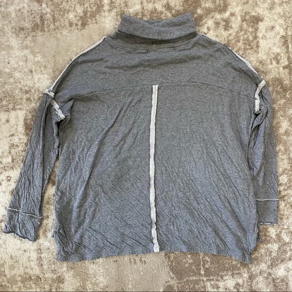We the Free Flight Pullover Gray Raw Edge Turtle - Picture 3 of 7